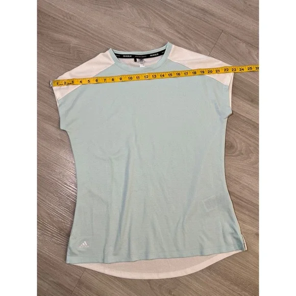Adidas Primeblue Women Top Light Blue White Colorblock Athletic T Shirt Size M - Picture 10 of 16